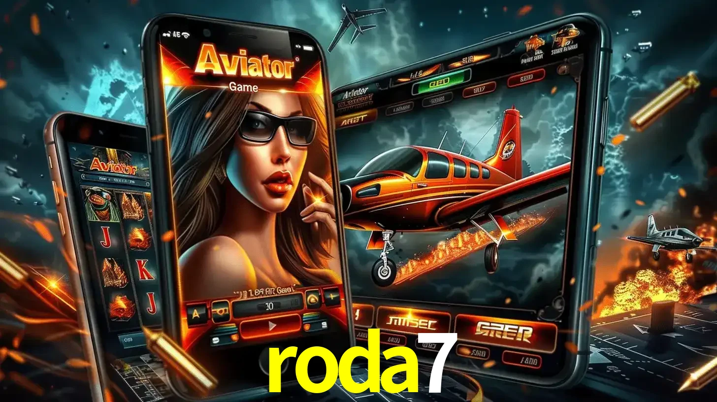 O popular jogo de apostas Aviator exibido em vários celulares e tablets, mostrando a interface emocionante e a ação de voo disponíveis para jogar agora no roda7.